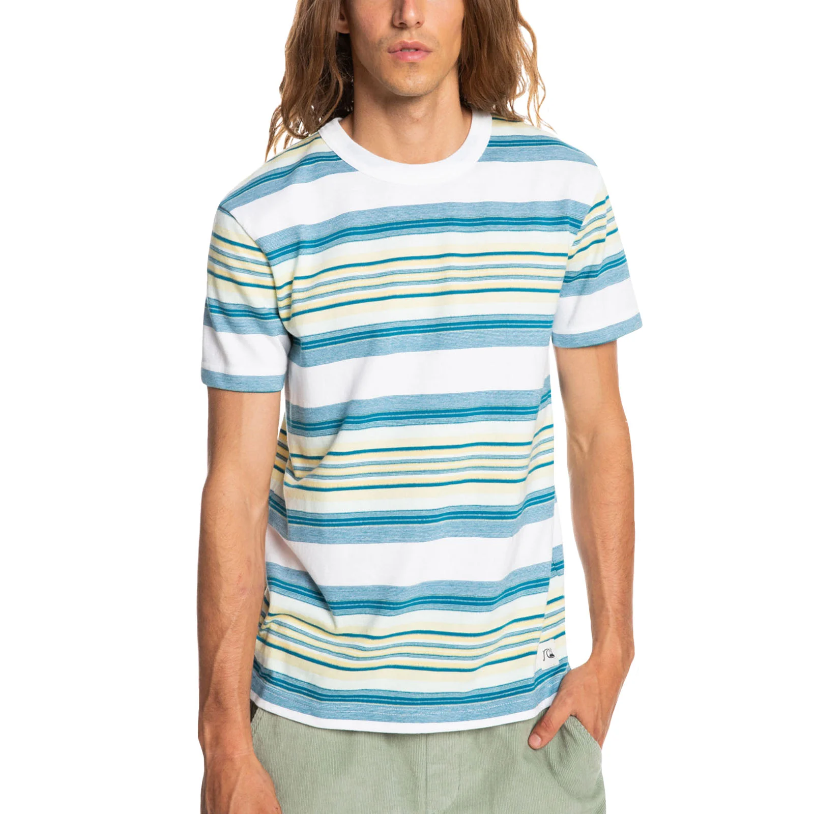 Quiksilver Mens Transit Short Sleeve T-Shirt - White Stripes