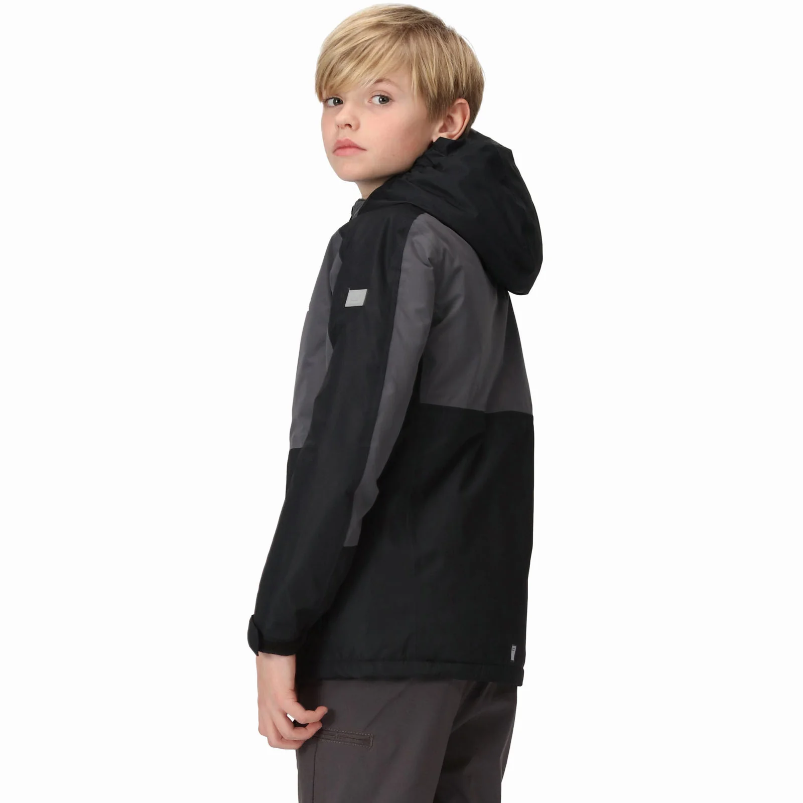 Regatta Kids Beamz III Waterproof Hooded Jacket - Black Seal - Image 2