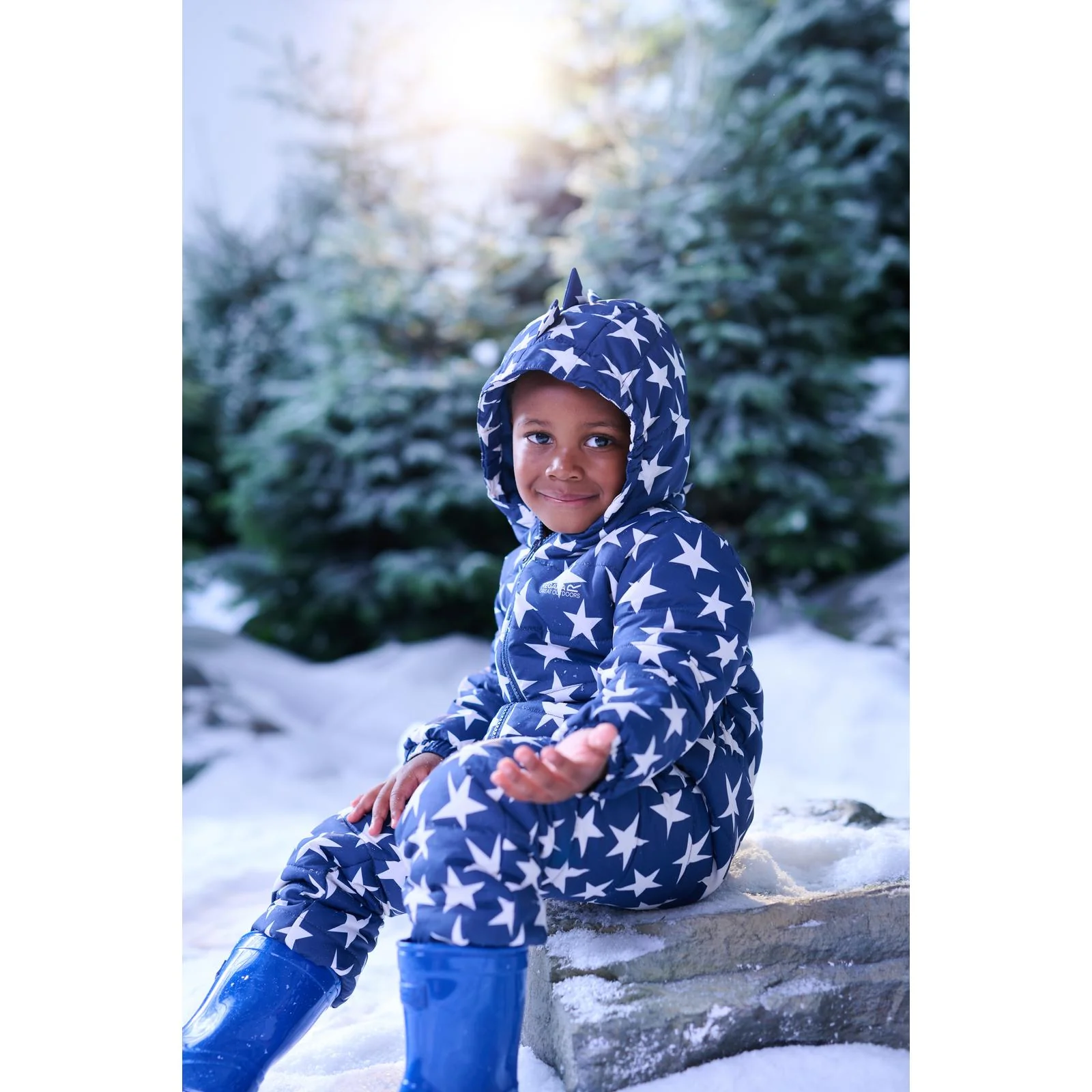 Regatta Kids Penrose Fullzip Insulated Fleece Lined Hood Puddle Suit - Image 6