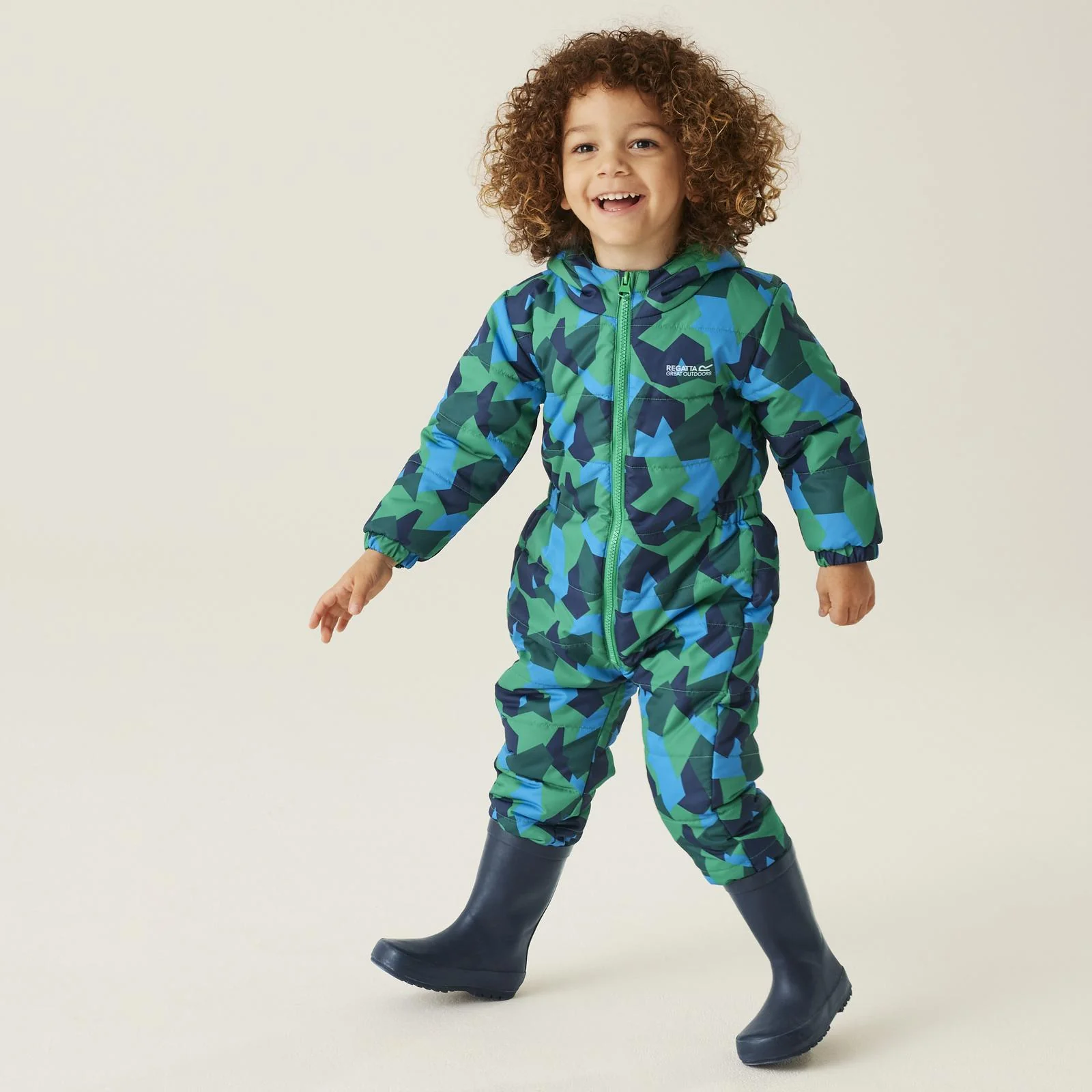 Regatta Kids Penrose Fullzip Insulated Fleece Lined Hood Puddle Suit - Image 9