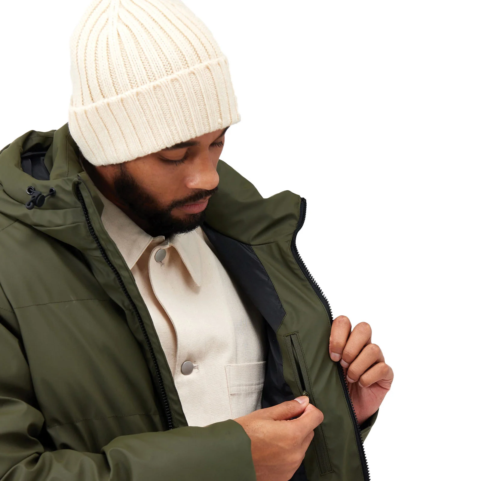 Regatta Mens Saltern Quilted Hooded Water Repellent Jacket - Dark Khaki - Image 5