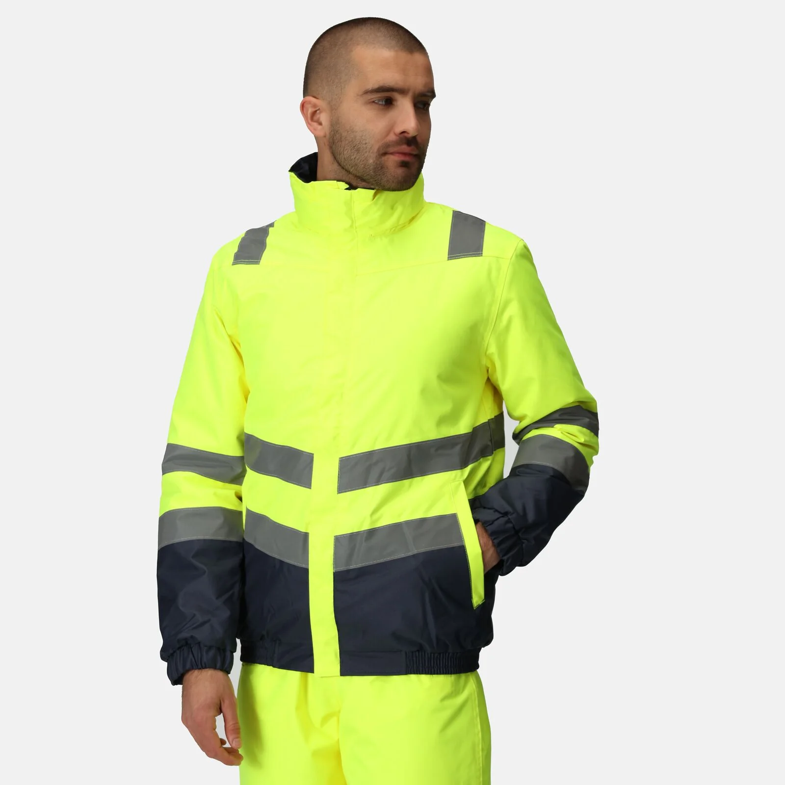 Regatta Professional Mens Pro HI-VIS Two Tone Bomber Jacket - Image 8