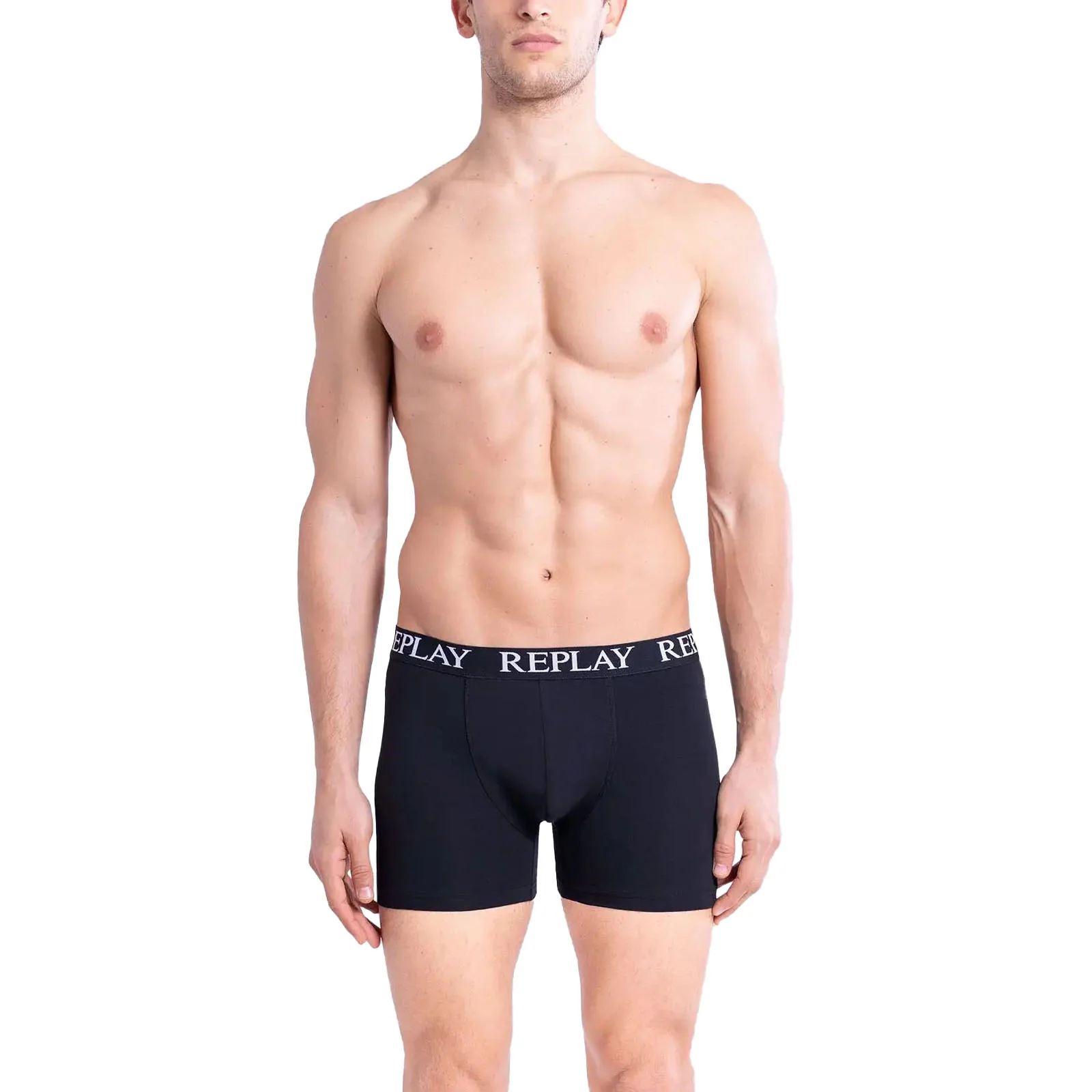 Replay Mens 3 Pack Elasticated Waist Boxer Shorts Black/Red - Image 2