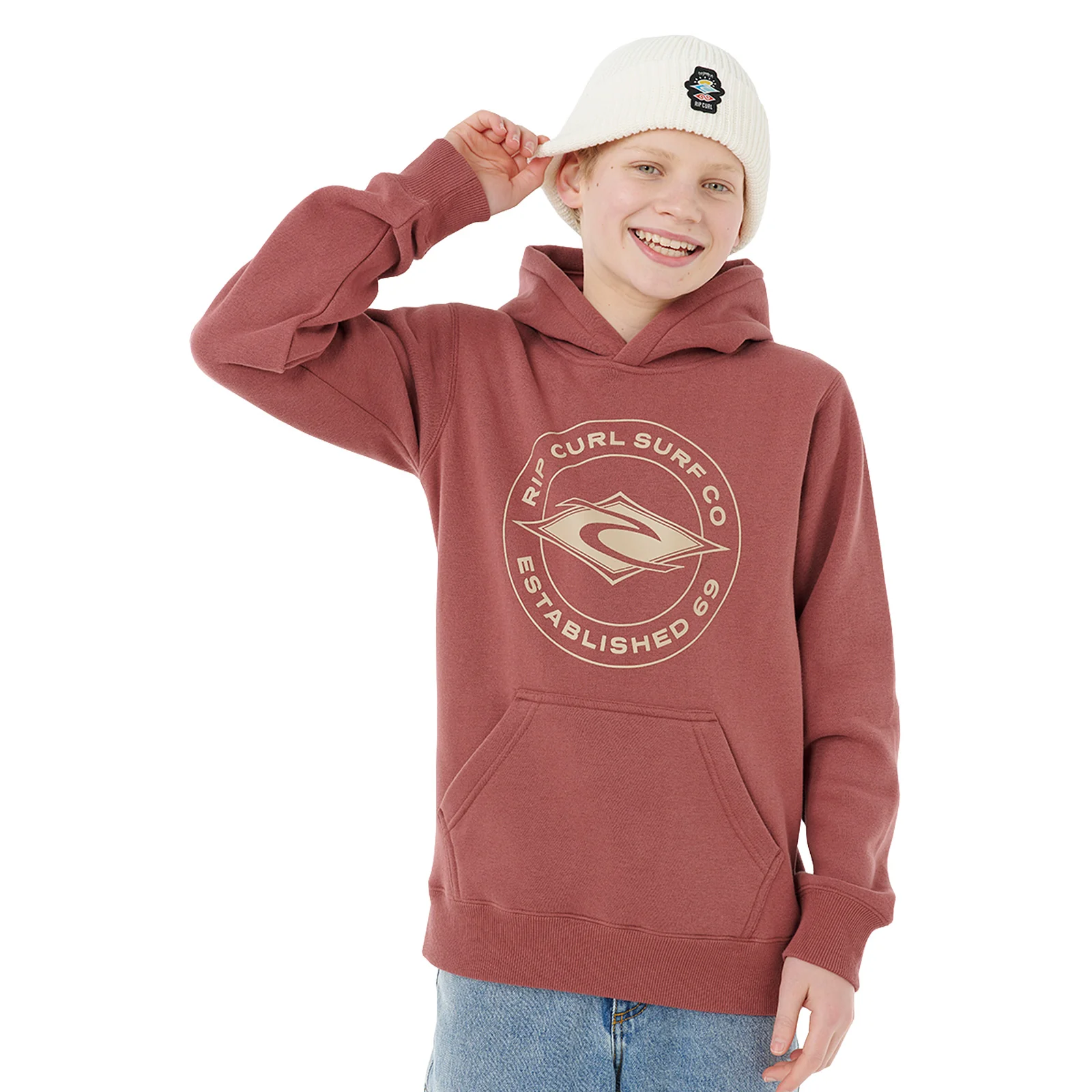 Rip Curl Kids Stapler Front Print Graphic Logo Hoodie - Image 9
