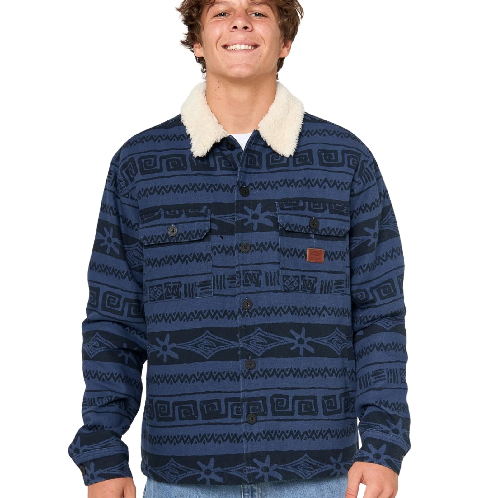Rip Curl Mens Bells Sherpa Button Up Bomber Jacket - Image 2