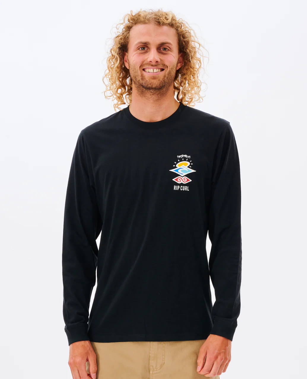 Rip Curl Mens Search Icon Long Sleeve Crew Neck T-Shirt - Image 2