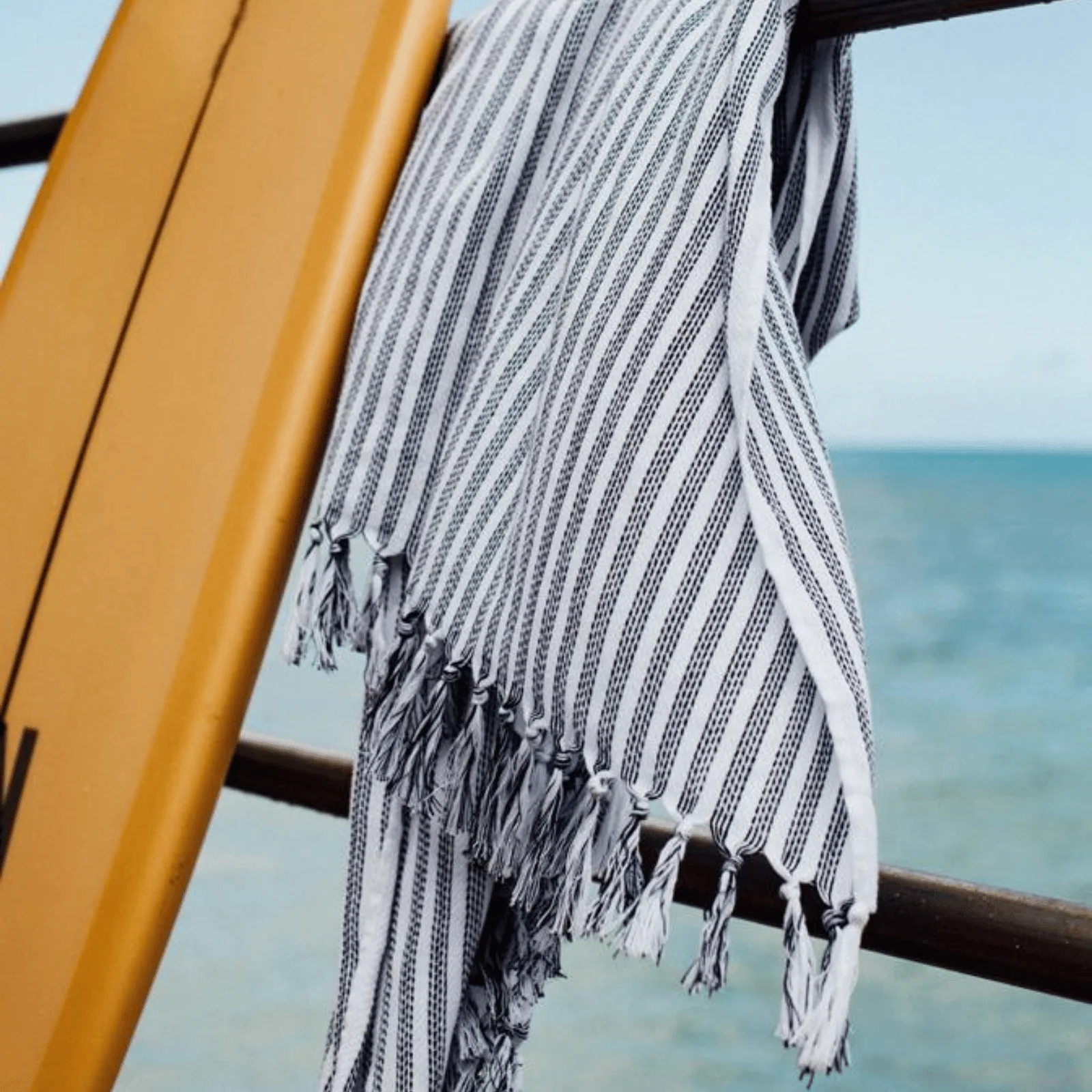 Slowtide Koko Turkish Beach Towel - Black/White - Image 2