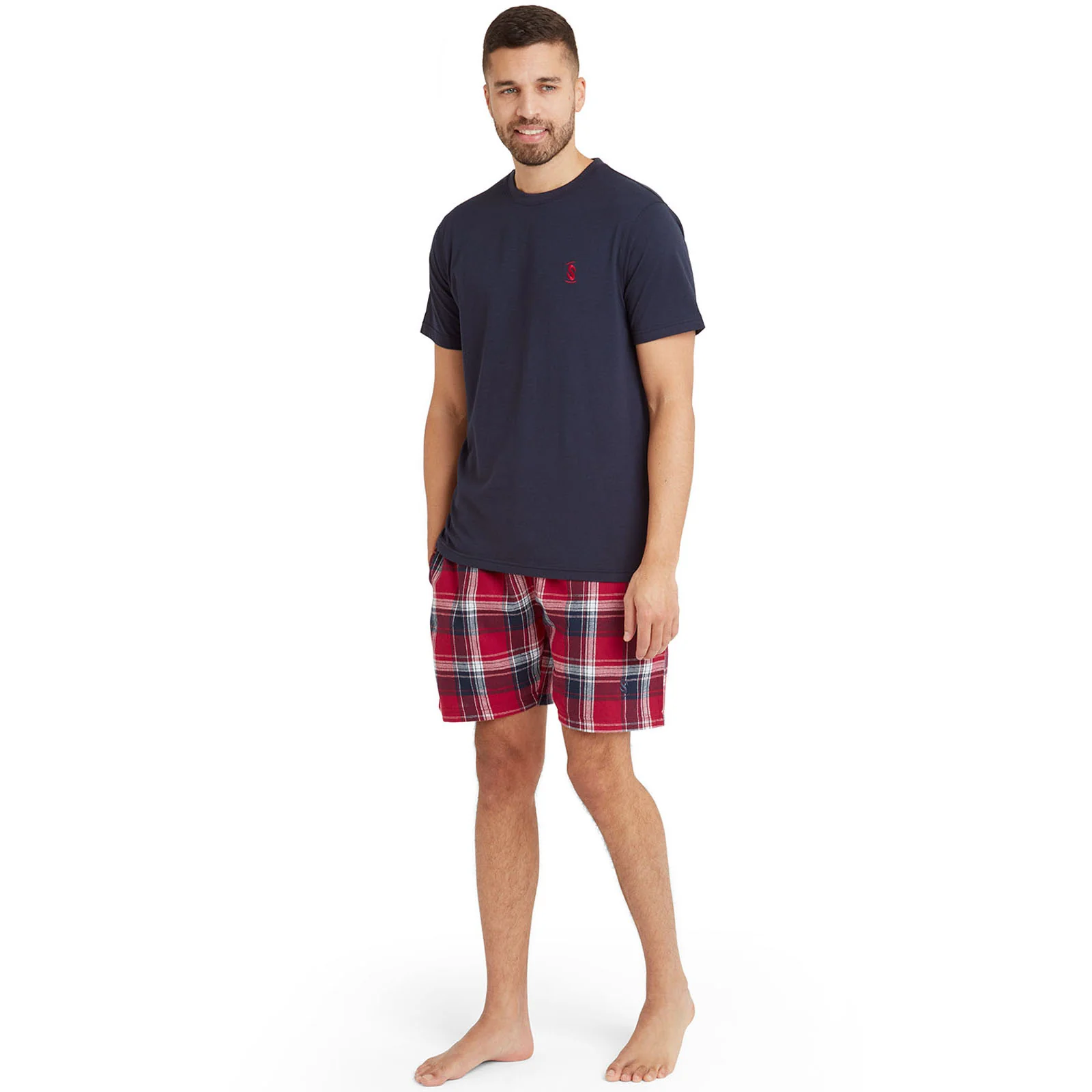 Snuggaroo Mens Short Sleeve T-Shirt Check Shorts Pyjama Set - Image 4