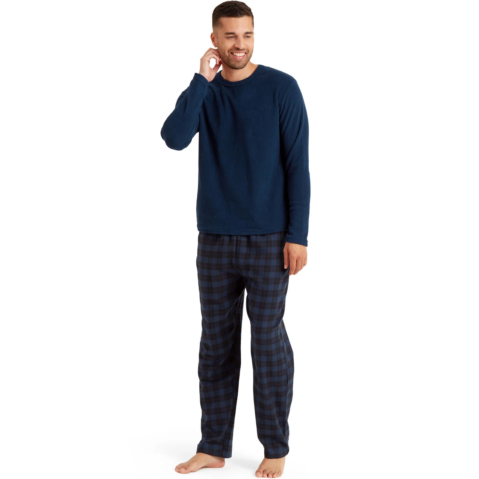 Snuggaroo Mens Soft Fleece Checked Pyjamas Set - Image 6