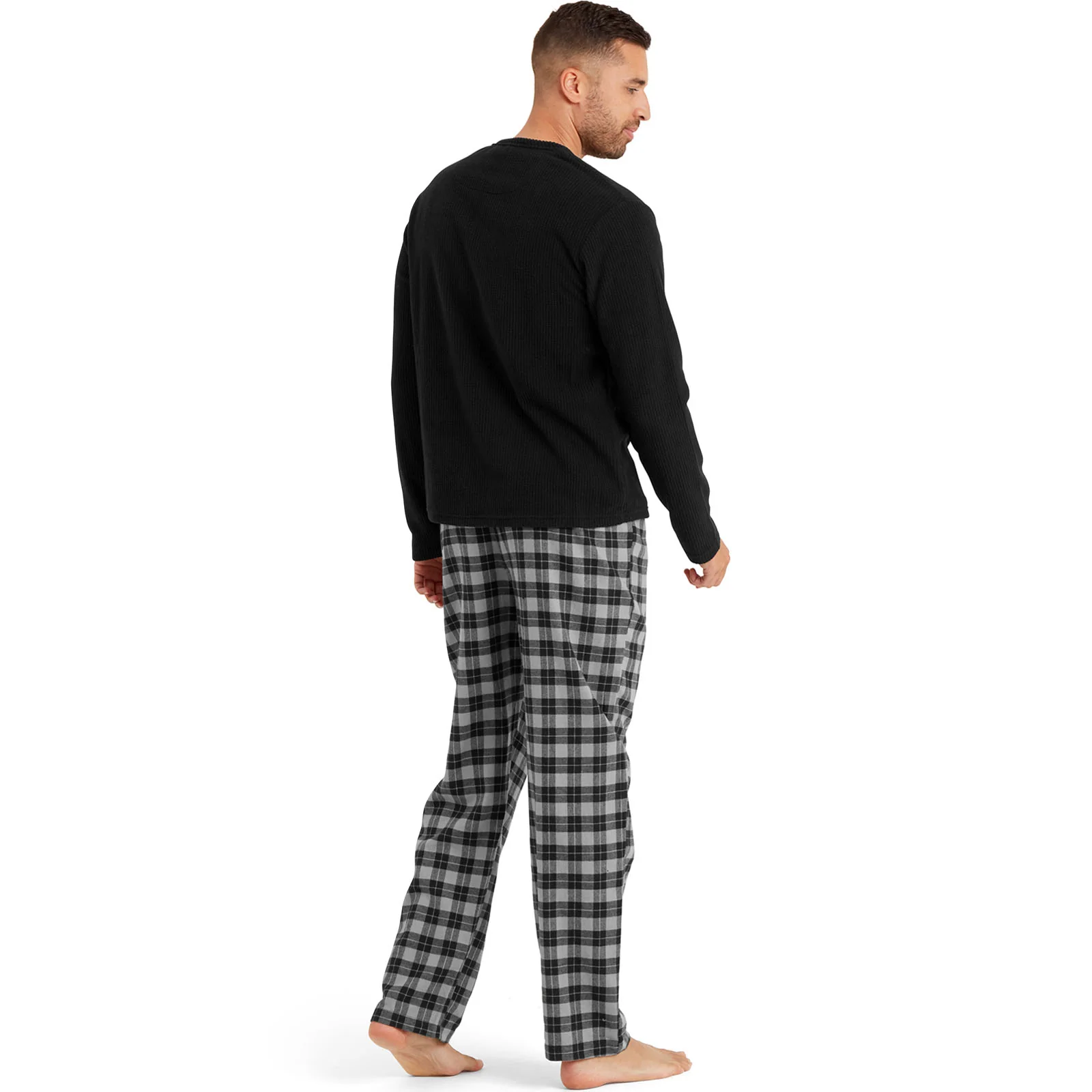 Snuggaroo Mens Soft Fleece Checked Pyjamas Set - Image 8