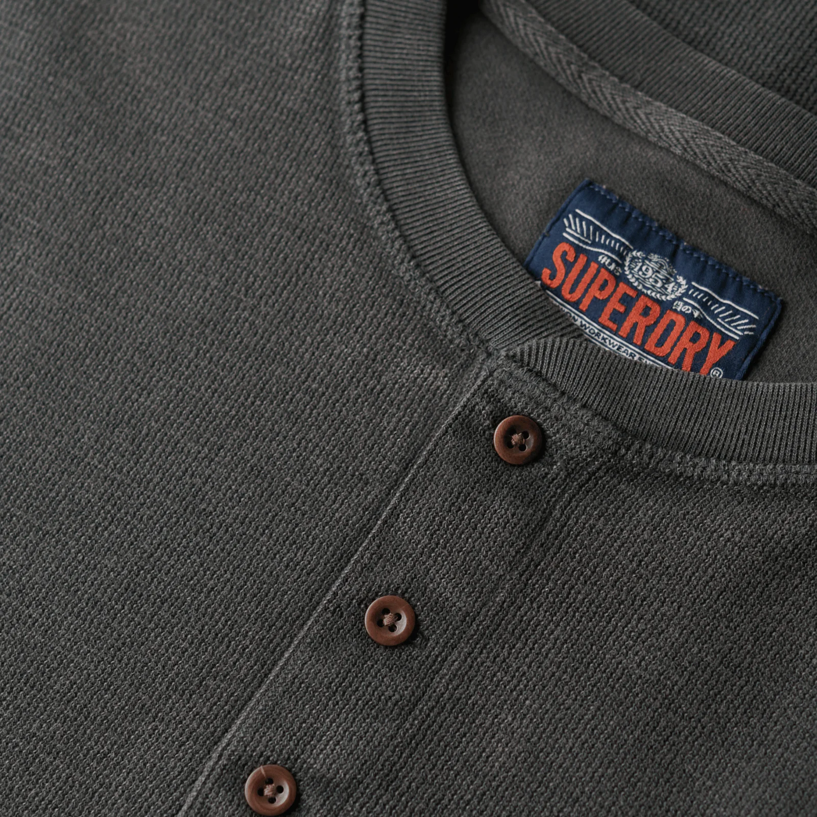 Superdry Mens Waffle Henley Long Sleeve T-Shirt - Image 7