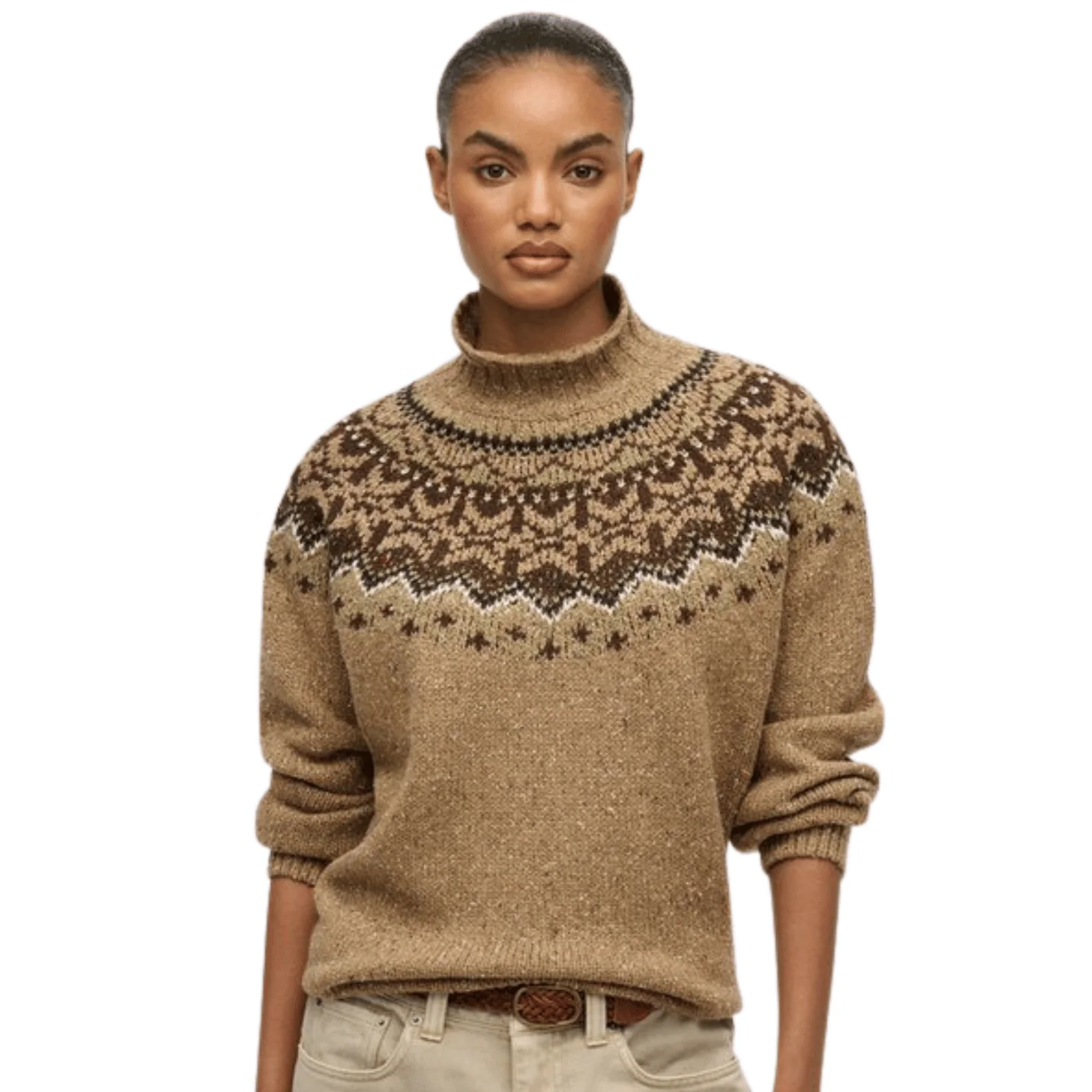 Superdry Womens Fairisle High Neck Knitwear Jumper - Image 2