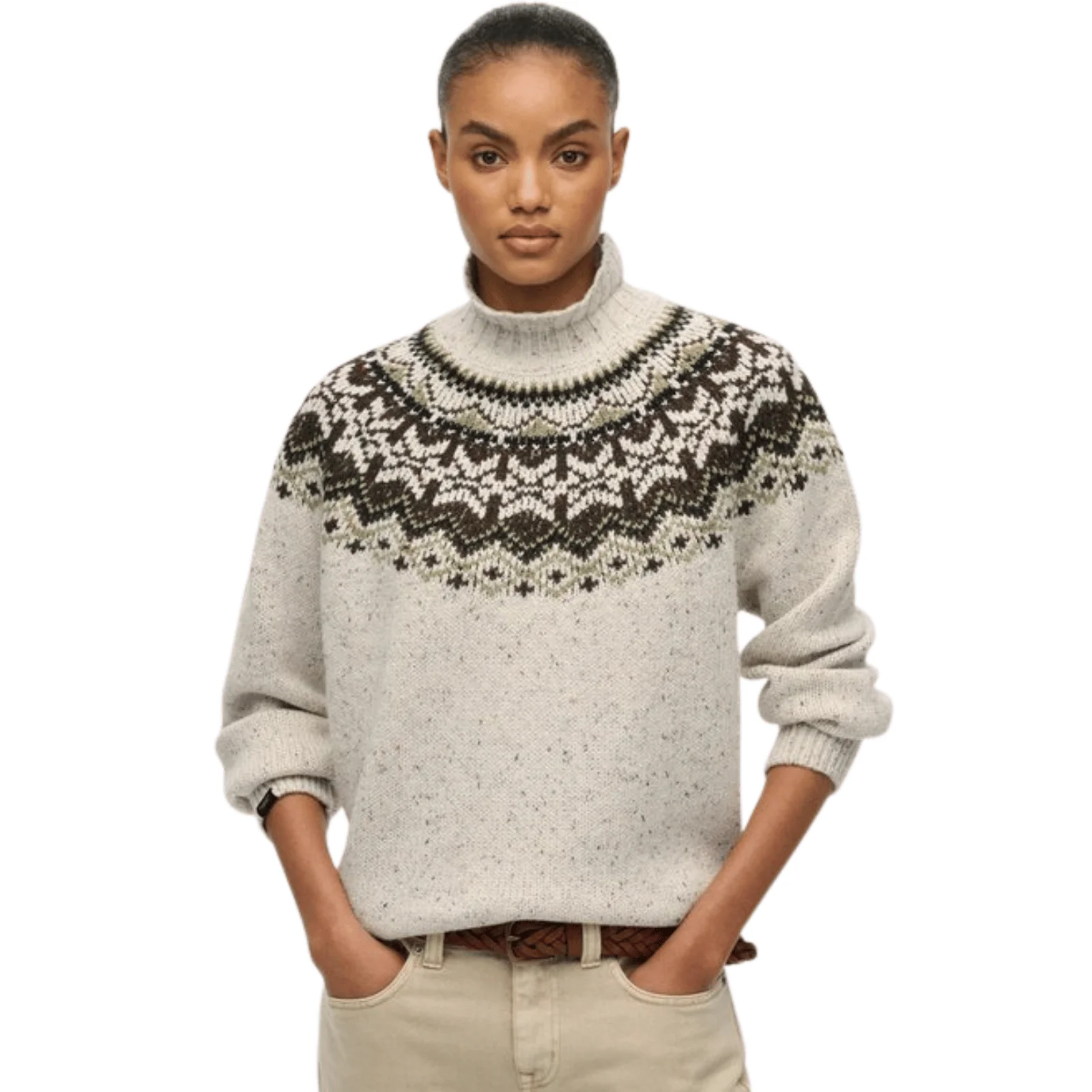 Superdry Womens Fairisle High Neck Knitwear Jumper - Image 3