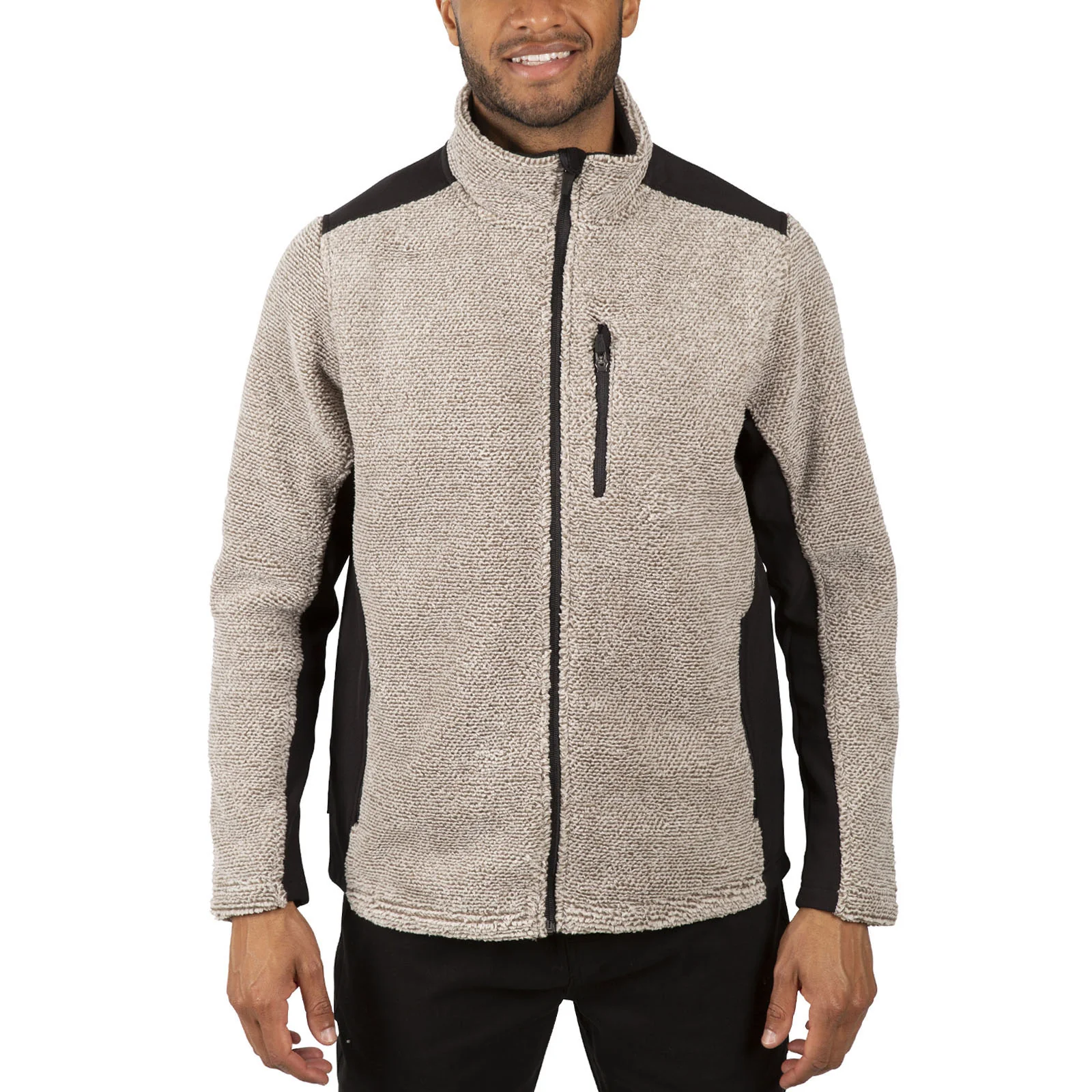 Trespass Mens Faratino Knitted Striped Fleece Jacket - Image 4