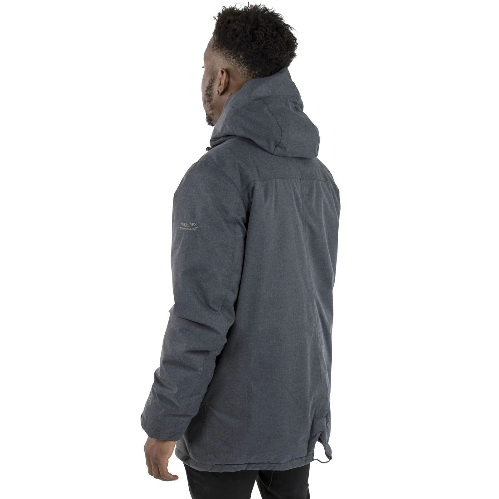 Trespass Mens Glover Hooded Waterproof Long Jacket - Grey - Image 4