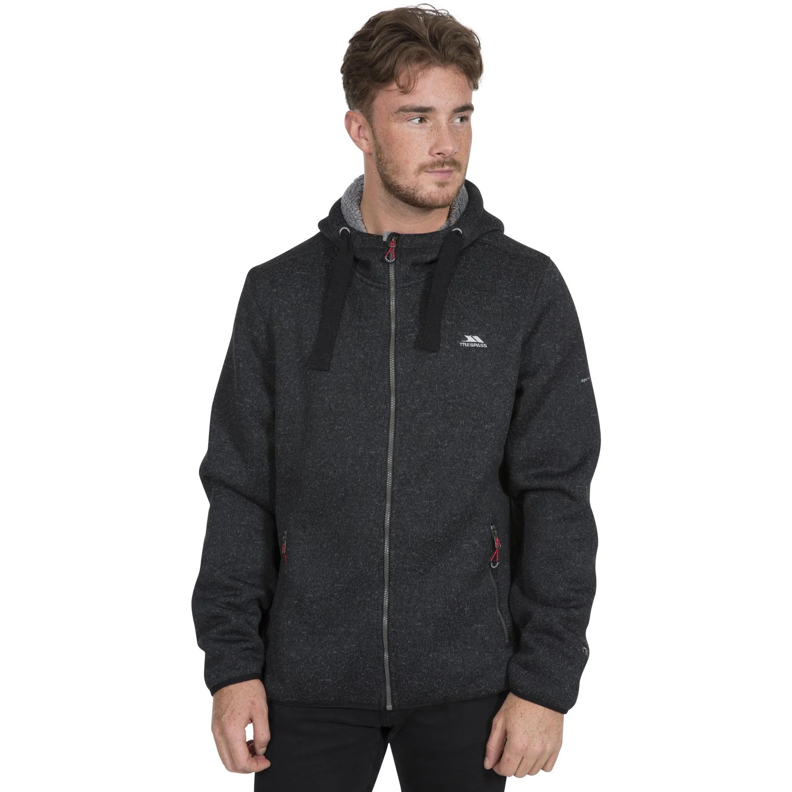 Trespass Mens Tableypipe Hooded Full Zip Fleece Hoodie - Black Marl - Image 14
