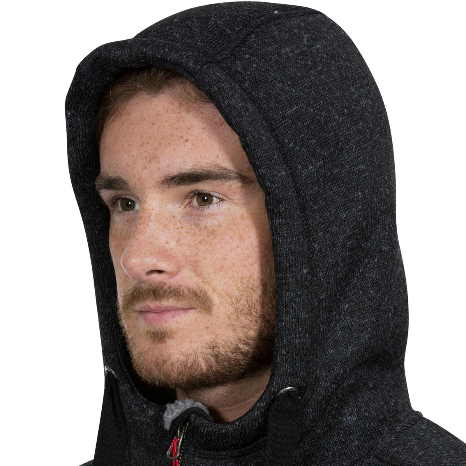 Trespass Mens Tableypipe Hooded Full Zip Fleece Hoodie - Black Marl - Image 3