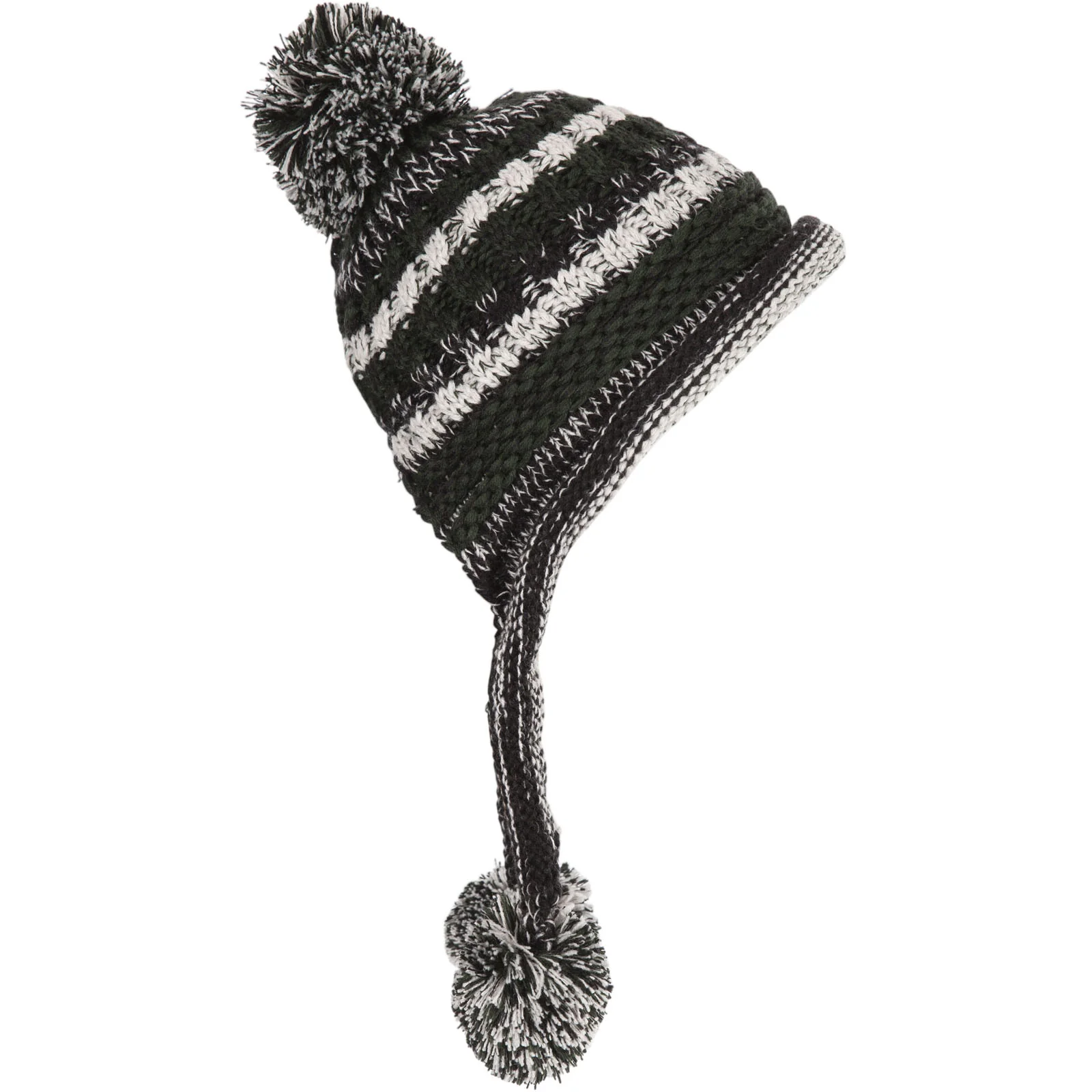 Trespass Unisex Pendle Fleece Lined Ear Flap Bobble Hat - Black - Image 2