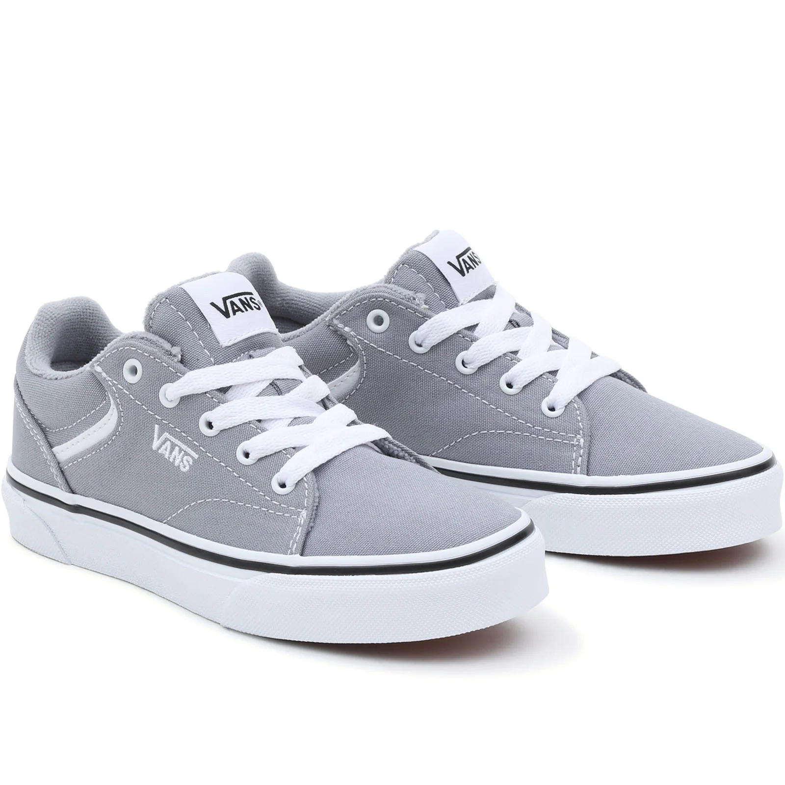 Vans Kids Seldan Retro Canvas Trainers - Grey/White - Image 4