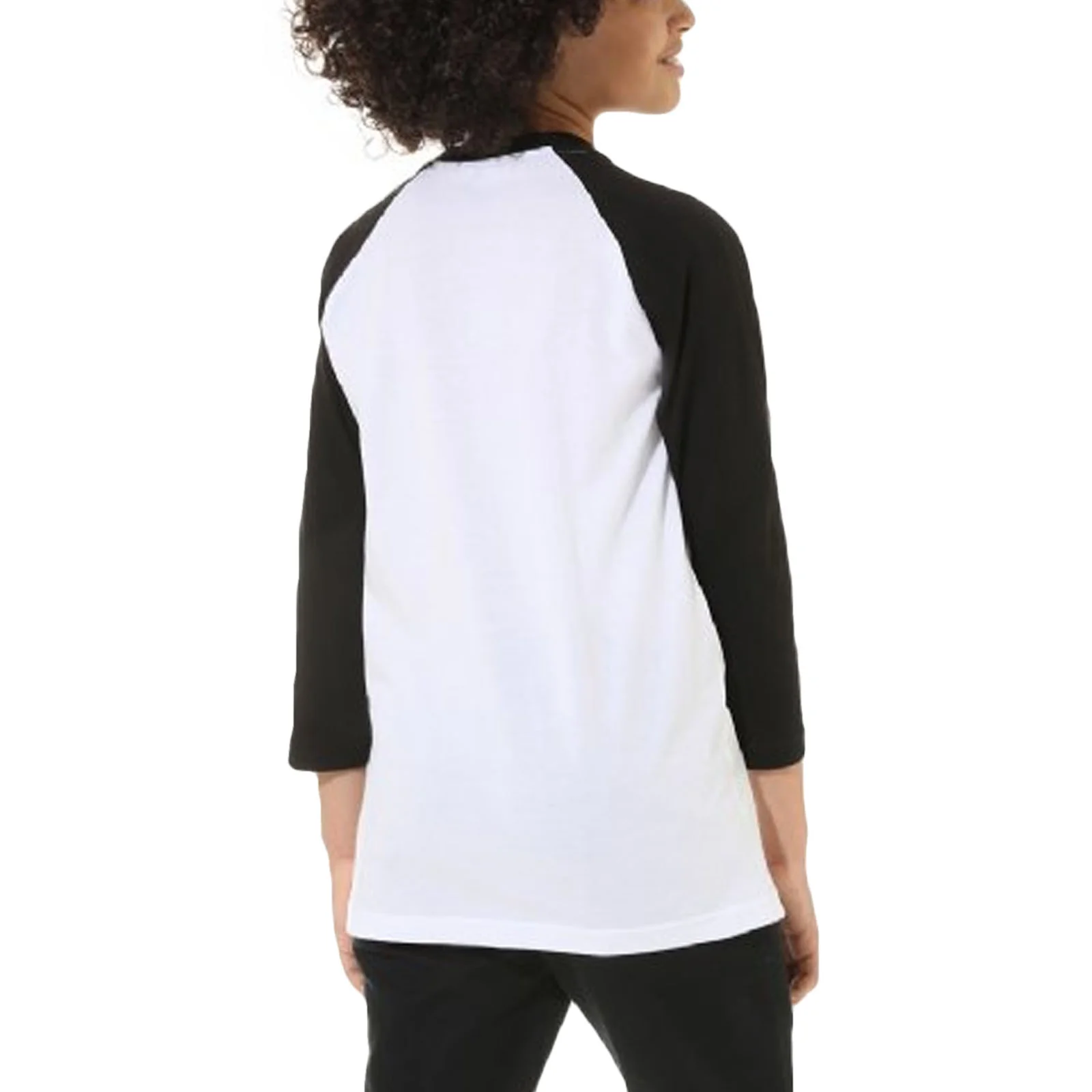 Vans Kids Classic Raglan Crew Neck Cotton T-Shirt - Black/White - Image 2