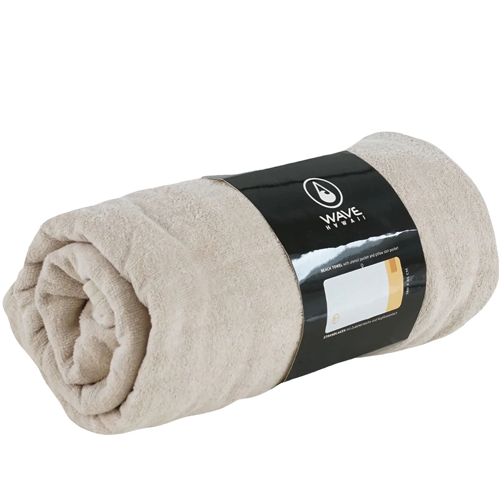 Wave Hawaii Unisex Ocho Beach Towel With Pocket - Beige - Image 2